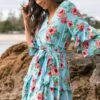 Cassatt Wrap Mini Dress - Blue Floral -Fashion Dress CassattWrapMiniDress BlueFloral4