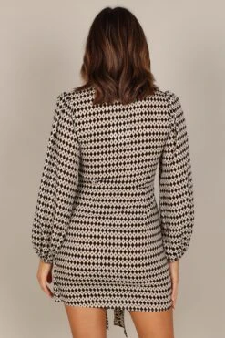 Abbie Wrap Long Sleeve Mini Dress - Black/White -Fashion Dress petal and pup usa dresses abbie wrap long sleeve mini dress black white 33288962277553