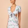 Adanna Tie Front Mini Dress - Blue Floral -Fashion Dress petal and pup usa dresses adanna tie front mini dress blue floral 32181959852209