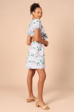 Adanna Tie Front Mini Dress - Blue Floral -Fashion Dress petal and pup usa dresses adanna tie front mini dress blue floral 32181959983281