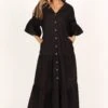 Aimee Button Front Maxi Dress - Black -Fashion Dress petal and pup usa dresses aimee button front maxi dress black 33551871344817
