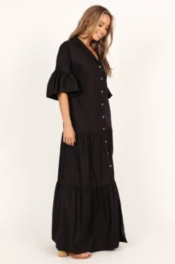 Aimee Button Front Maxi Dress - Black -Fashion Dress petal and pup usa dresses aimee button front maxi dress black 33551871475889