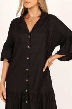 Aimee Button Front Maxi Dress - Black -Fashion Dress petal and pup usa dresses aimee button front maxi dress black 33551871541425