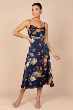 Alejandra Cowl Neck Midi Dress - Navy -Fashion Dress petal and pup usa dresses alejandra cowl neck midi dress navy 32385301610673