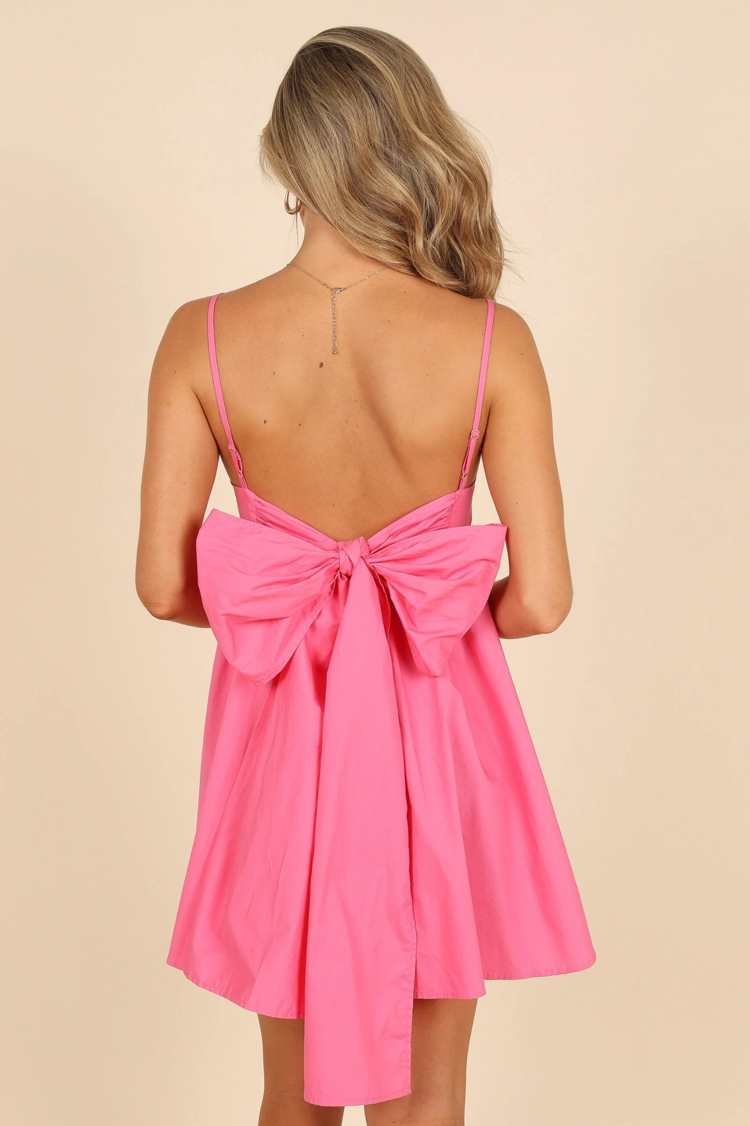 Alice Bow Back Mini Dress - Hot Pink 6 Alice Bow Back Mini Dress - Hot Pink - Image 4