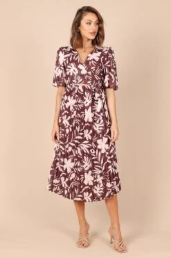 Amada Pleated Dress - Red Floral