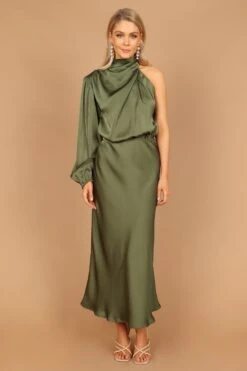 Amelie One Shoulder Midi Dress - Olive 14 Amelie One Shoulder Midi Dress - Olive -Fashion Dress petal and pup usa dresses amelie one shoulder maxi dress olive 32652959678641