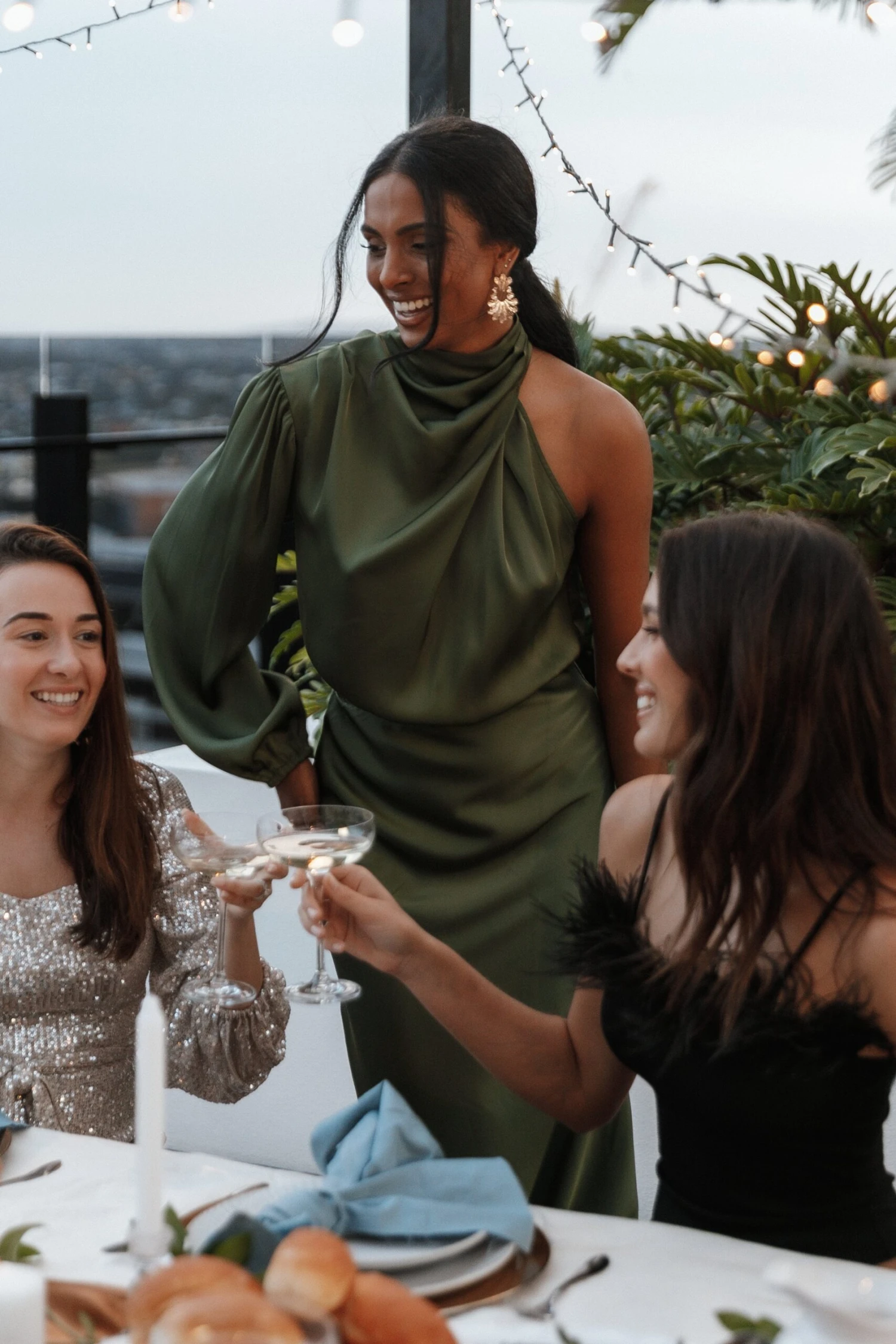 Amelie One Shoulder Midi Dress - Olive 5 Amelie One Shoulder Midi Dress - Olive - Image 3