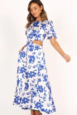 Aminah Puff Sleeve Dress - Blue Floral -Fashion Dress petal and pup usa dresses aminah puff sleeve dress blue floral 33481578938545