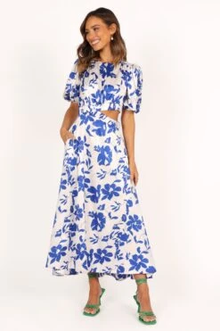 Aminah Puff Sleeve Dress - Blue Floral -Fashion Dress petal and pup usa dresses aminah puff sleeve dress blue floral 33481579004081