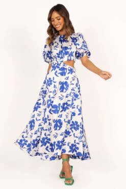 Aminah Puff Sleeve Dress - Blue Floral -Fashion Dress petal and pup usa dresses aminah puff sleeve dress blue floral 33481579135153