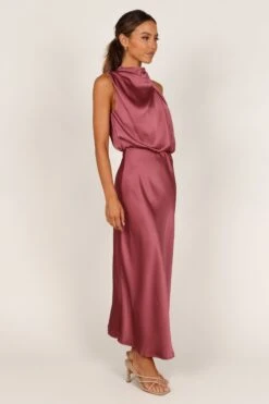 Anabelle Halter Neck Midi Dress - Dusty Rose -Fashion Dress petal and pup usa dresses anabelle halter neck maxi dress dusty rose 33234569920689