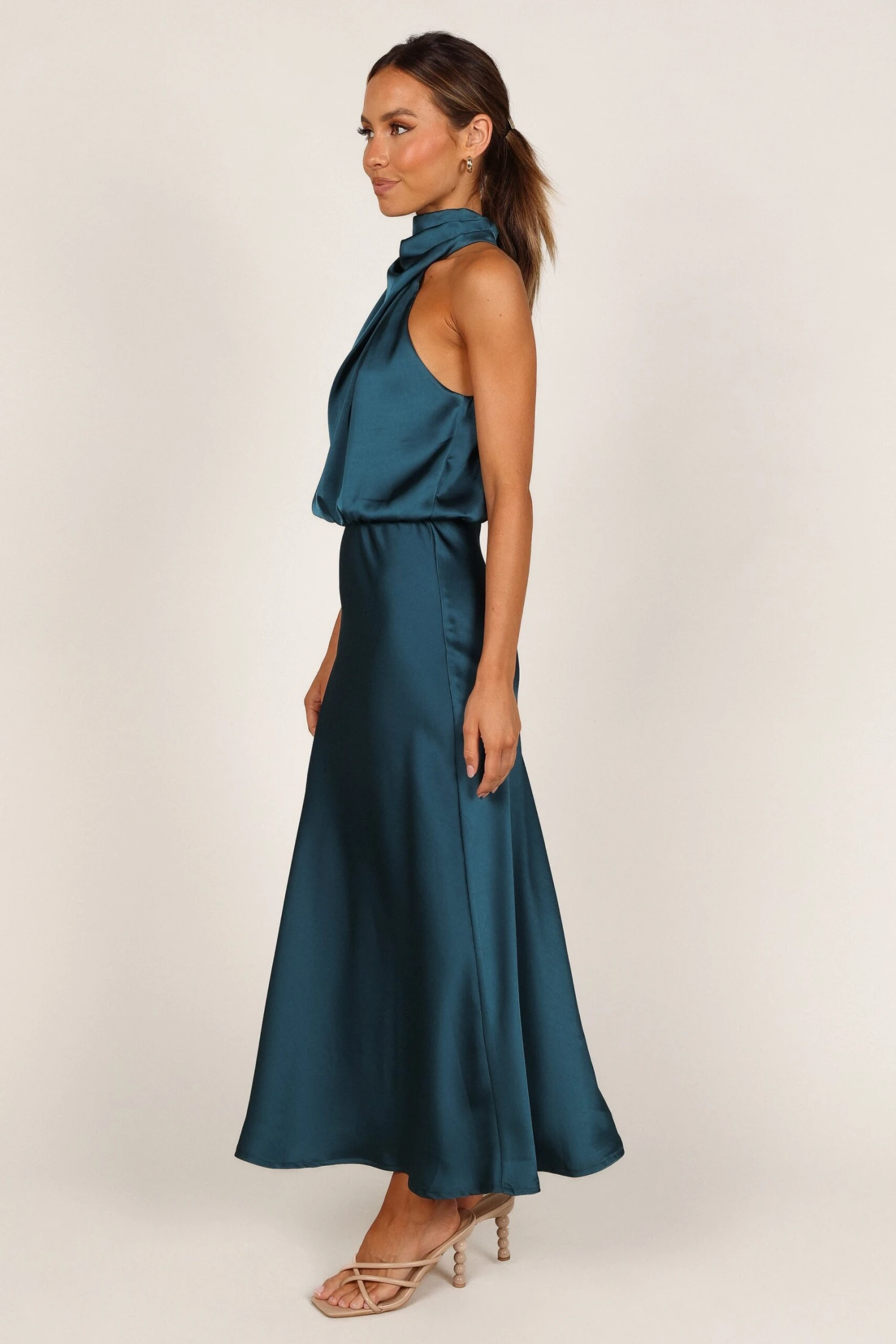 Anabelle Halter Neck Midi Dress - Teal 5 Anabelle Halter Neck Midi Dress - Teal - Image 3