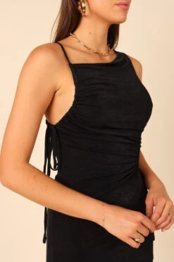 Andean Side Cutout Midi Dress - Black -Fashion Dress petal and pup usa dresses andean side cutout midi dress black 32129772552369