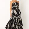 Angelique Strapless Maxi Dress - Black Floral -Fashion Dress petal and pup usa dresses angelique strapless maxi dress black floral 34007554359473