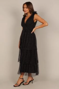 Asteria Tulle Tiered Maxi Dress - Black Sparkle -Fashion Dress petal and pup usa dresses asteria tulle tiered maxi dress black sparkle 33024446529713