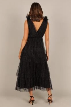 Asteria Tulle Tiered Maxi Dress - Black Sparkle -Fashion Dress petal and pup usa dresses asteria tulle tiered maxi dress black sparkle 33024446562481