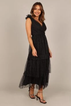 Asteria Tulle Tiered Maxi Dress - Black Sparkle -Fashion Dress petal and pup usa dresses asteria tulle tiered maxi dress black sparkle 33024446595249