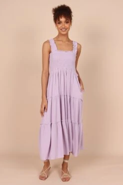 August Shirred Maxi Dress - Lilac -Fashion Dress petal and pup usa dresses august shirred maxi dress lilac 32317558128817