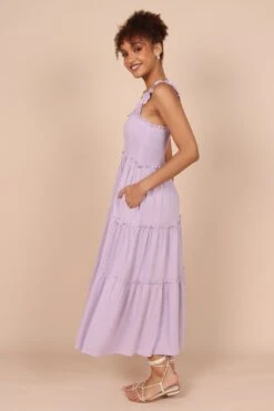 August Shirred Maxi Dress - Lilac -Fashion Dress petal and pup usa dresses august shirred maxi dress lilac 32317558227121