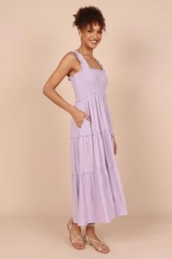 August Shirred Maxi Dress - Lilac -Fashion Dress petal and pup usa dresses august shirred maxi dress lilac 32317558259889