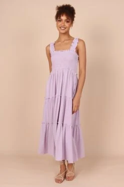 August Shirred Maxi Dress - Lilac -Fashion Dress petal and pup usa dresses august shirred maxi dress lilac 32317558292657