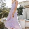 August Shirred Maxi Dress - Lilac -Fashion Dress petal and pup usa dresses august shirred maxi dress lilac 32320762052785