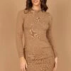 Baxter Cinched Side Mini Knit Dress - Tan -Fashion Dress petal and pup usa dresses baxter cinched side mini knit dress tan 32673821524145
