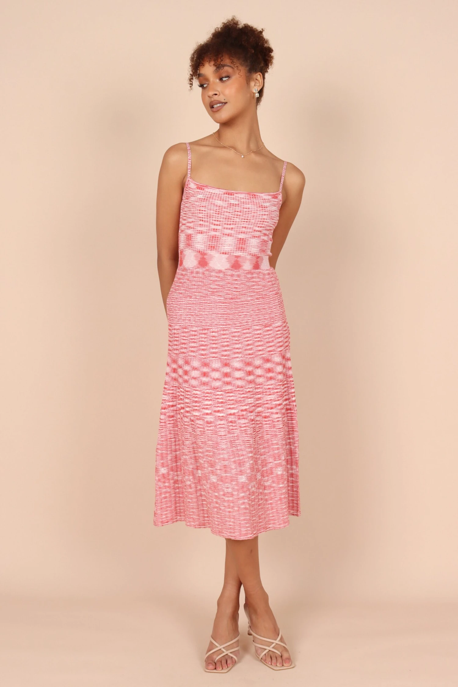 Blinque Light Knit Midi Dress - Cream/Red 9 Blinque Light Knit Midi Dress - Cream/Red - Image 7