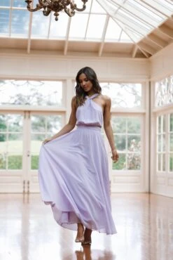 Blossom Halterneck Maxi Dress - Lavender -Fashion Dress petal and pup usa dresses blossom halterneck maxi dress lavender 33537180270769