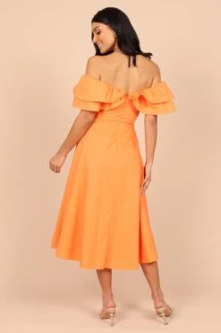 Cabo Frill Sleeve Midi Dress - Orange -Fashion Dress petal and pup usa dresses cabo frill sleeve midi dress orange 33190458785969