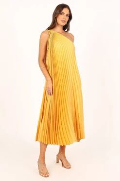 Cali One Shoulder Midi Dress - Saffron -Fashion Dress petal and pup usa dresses cali one shoulder maxi dress saffron 33681587765425