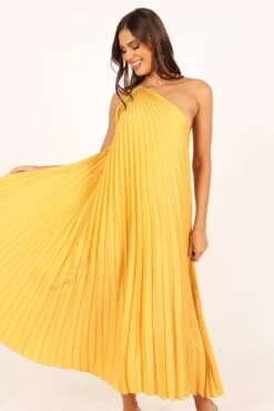 Cali One Shoulder Midi Dress - Saffron -Fashion Dress petal and pup usa dresses cali one shoulder maxi dress saffron 33681587830961
