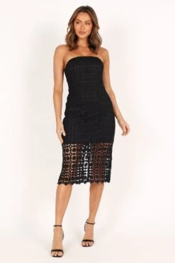 Candice Strapless Lace Midi Dress - Black -Fashion Dress petal and pup usa dresses candice strapless lace midi dress black 33608121548977