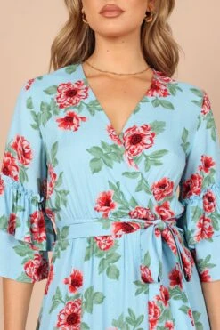 Cassatt Wrap Mini Dress - Blue Floral -Fashion Dress petal and pup usa dresses cassatt wrap mini dress blue floral 32265142862001