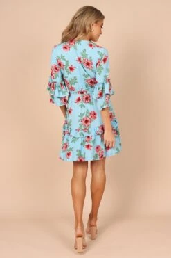 Cassatt Wrap Mini Dress - Blue Floral -Fashion Dress petal and pup usa dresses cassatt wrap mini dress blue floral 32265142993073