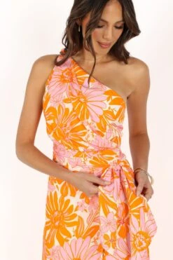 Clara One Shoulder Midi Dress - Orange -Fashion Dress petal and pup usa dresses clara one shoulder midi dress orange 33712857383089
