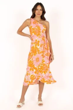 Clara One Shoulder Midi Dress - Orange -Fashion Dress petal and pup usa dresses clara one shoulder midi dress orange 33712857645233