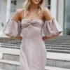 Dahlia Off Shoulder Puff Sleeve Midi Dress - Lilac -Fashion Dress petal and pup usa dresses dahlia off shoulder puff sleeve midi dress lilac 32390892028081