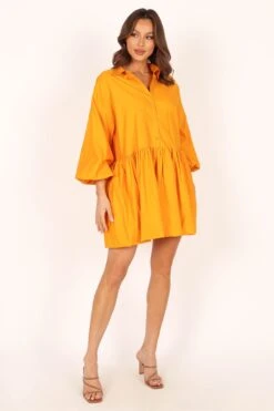 Daisy Long Sleeve Mini Dress - Mustard -Fashion Dress petal and pup usa dresses daisy long sleeve mini dress mustard 33779265470641