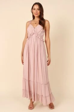 Davy Ruffle Detail Maxi Dress - Mauve -Fashion Dress petal and pup usa dresses davy ruffle detail maxi dress mauve 32111593324721