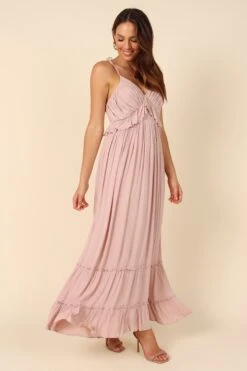 Davy Ruffle Detail Maxi Dress - Mauve -Fashion Dress petal and pup usa dresses davy ruffle detail maxi dress mauve 32111593423025