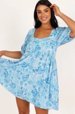 Delaney Mini Dress - Blue Floral