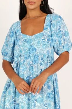 Delaney Mini Dress - Blue Floral -Fashion Dress petal and pup usa dresses delaney mini dress blue floral 33481572909233