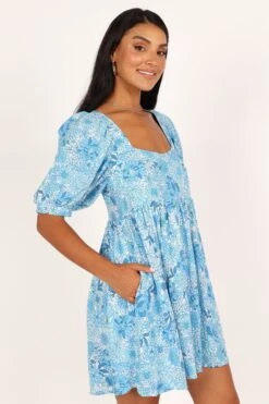 Delaney Mini Dress - Blue Floral -Fashion Dress petal and pup usa dresses delaney mini dress blue floral 33481573007537