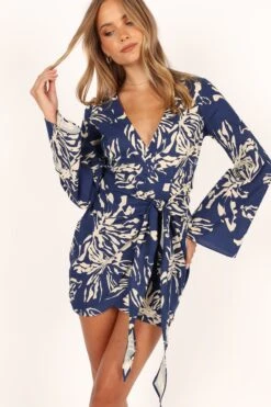 Deliah Long Sleeve Mini Dress - Navy