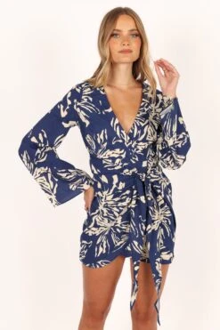 Deliah Long Sleeve Mini Dress - Navy -Fashion Dress petal and pup usa dresses deliah long sleeve mini dress navy 33752450007217