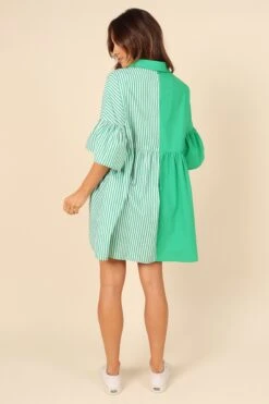 Didi Frill Mini Dress - Green Stripe -Fashion Dress petal and pup usa dresses didi frill mini dress green stripe 32146888163505