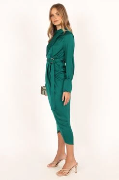 Dionne Long Sleeve Midi Dress - Emerald -Fashion Dress petal and pup usa dresses dionne long sleeve midi dress emerald 33829502288049