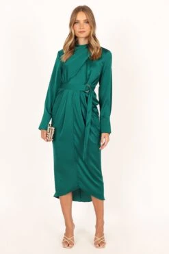 Dionne Long Sleeve Midi Dress - Emerald -Fashion Dress petal and pup usa dresses dionne long sleeve midi dress emerald 33829502386353